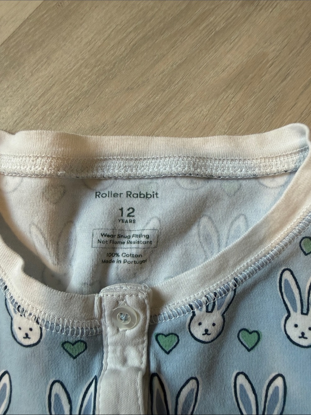 Roller Rabbit Light Blue Bunny Pajama Set size 12 - Picture 2 of 4